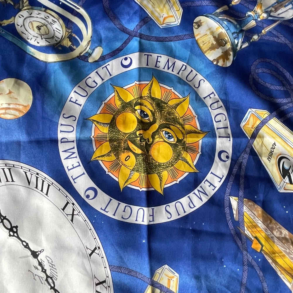 Jafra Cosmetics Scarf Temps Fugit Adorisse Italian Iverson Designer Blue Vintage - Picture 4 of 12